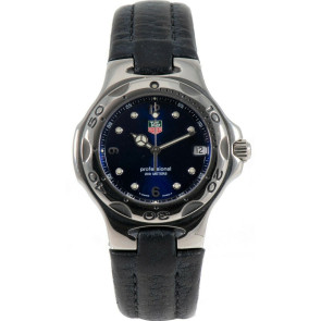 Bracelet de montre Tag Heuer FC6113 Cuir Bleu